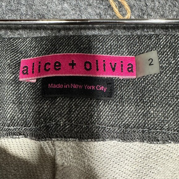 Alice + Olivia Pants Womens 2 Gray Cotton Blend Zip Fly Tapered Leg - Picture 4 of 7
